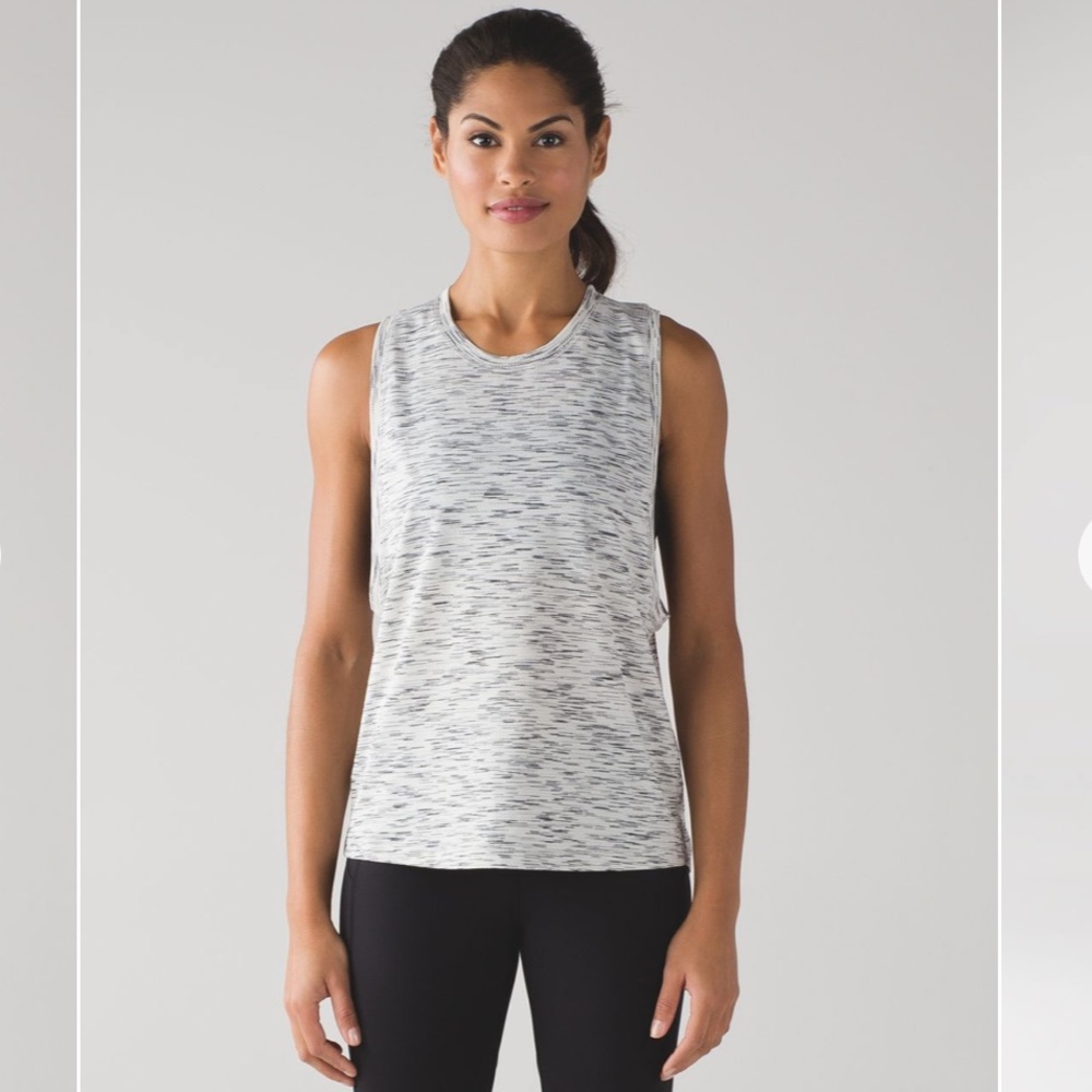 Lululemon Cardio Squad Tank II Tiger Space Dye Black White